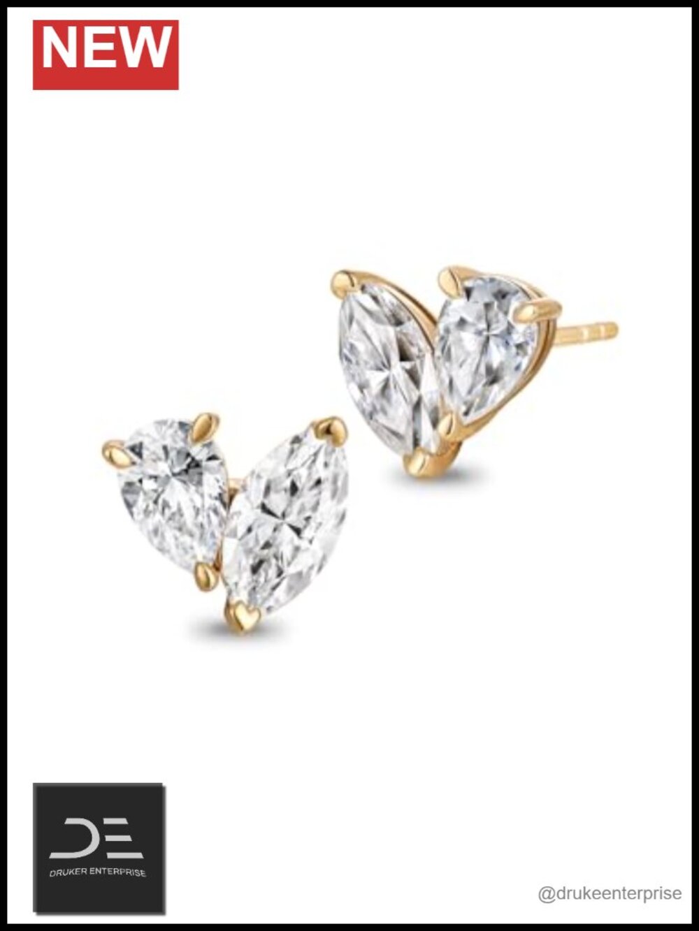 2 Carat Toi Et Moi Moissanite Stud Earrings 925 Sterling Silver